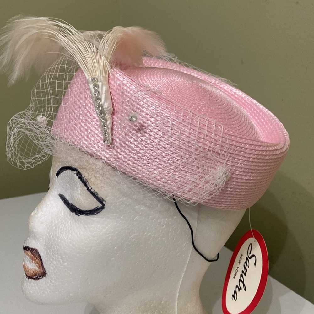 NWT Cute Pink P/B Dress Church Hat by Sandra N Y